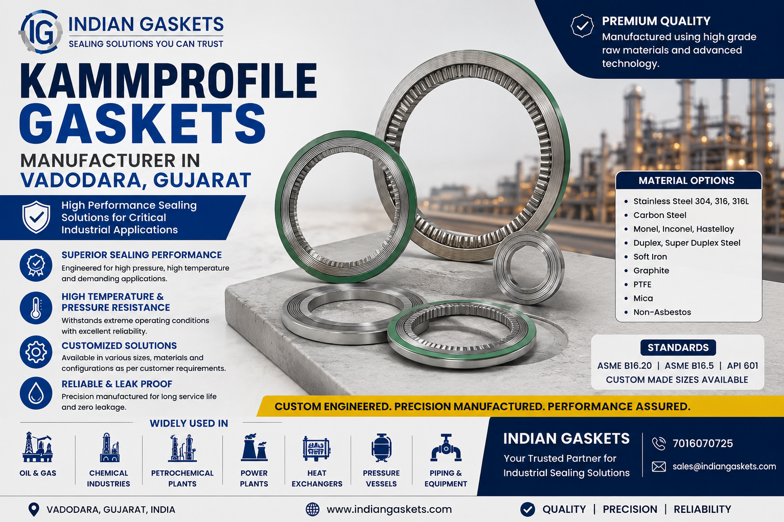 Kammprofile Gaskets Manufacturer in Vadodara, Gujarat | Indian Gaskets