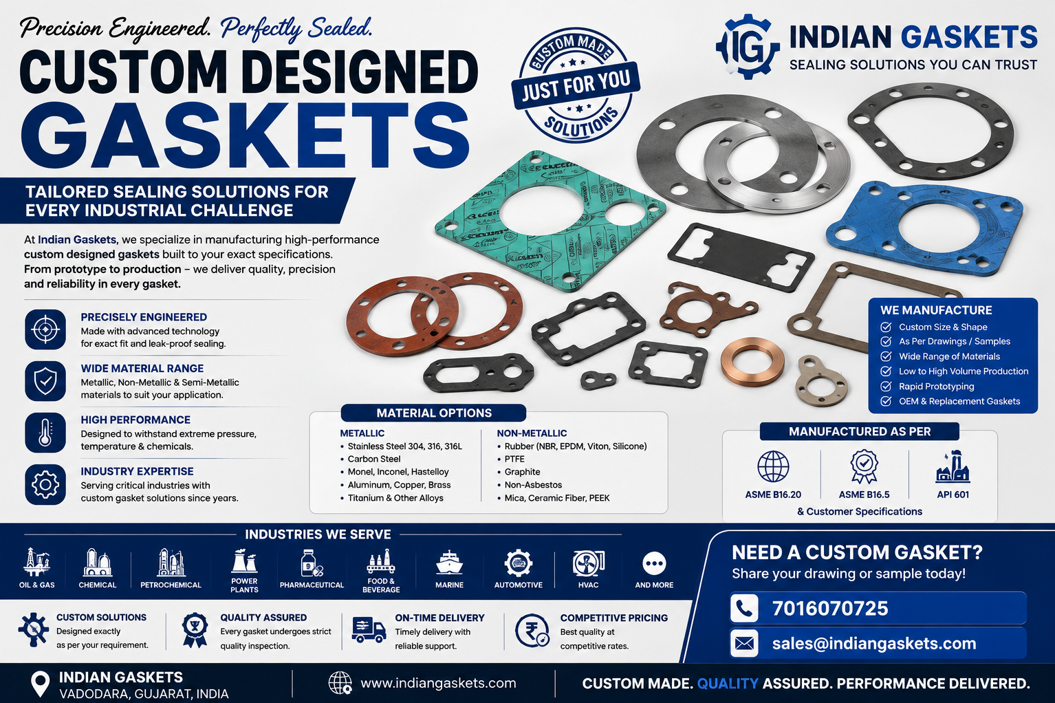 Custom Designed Gaskets Manufacturer in Vadodara, Gujarat | Indian Gaskets