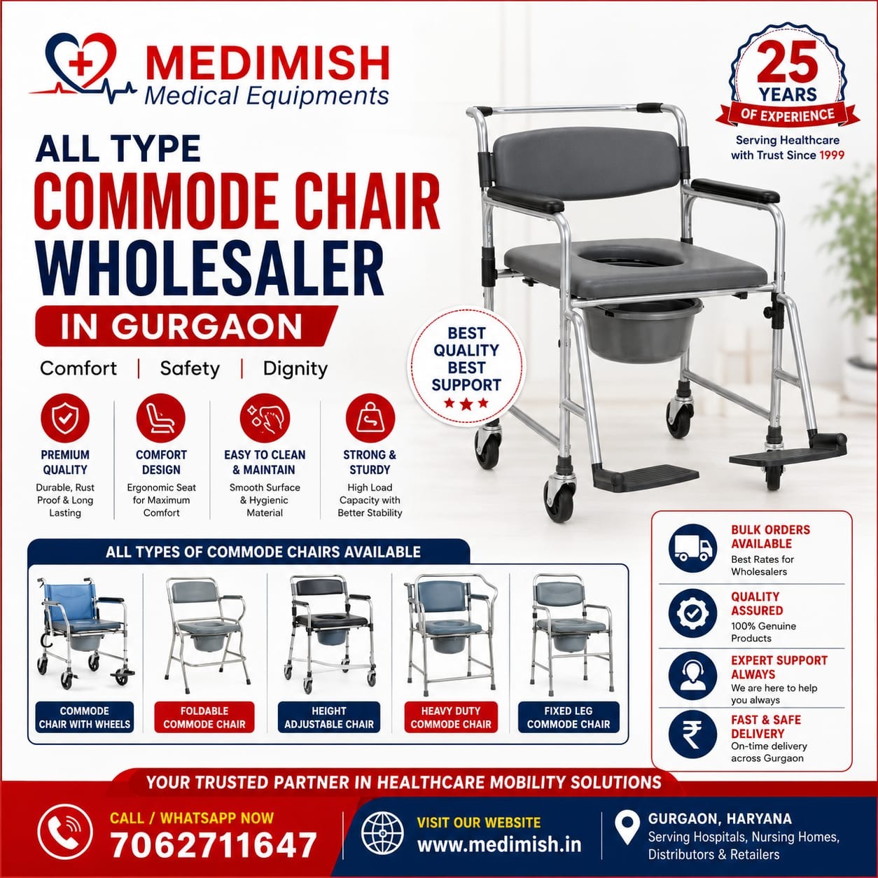 Commode Chair Wholesaler in Gurgaon | Medical Commode Chairs at Wholesale Price