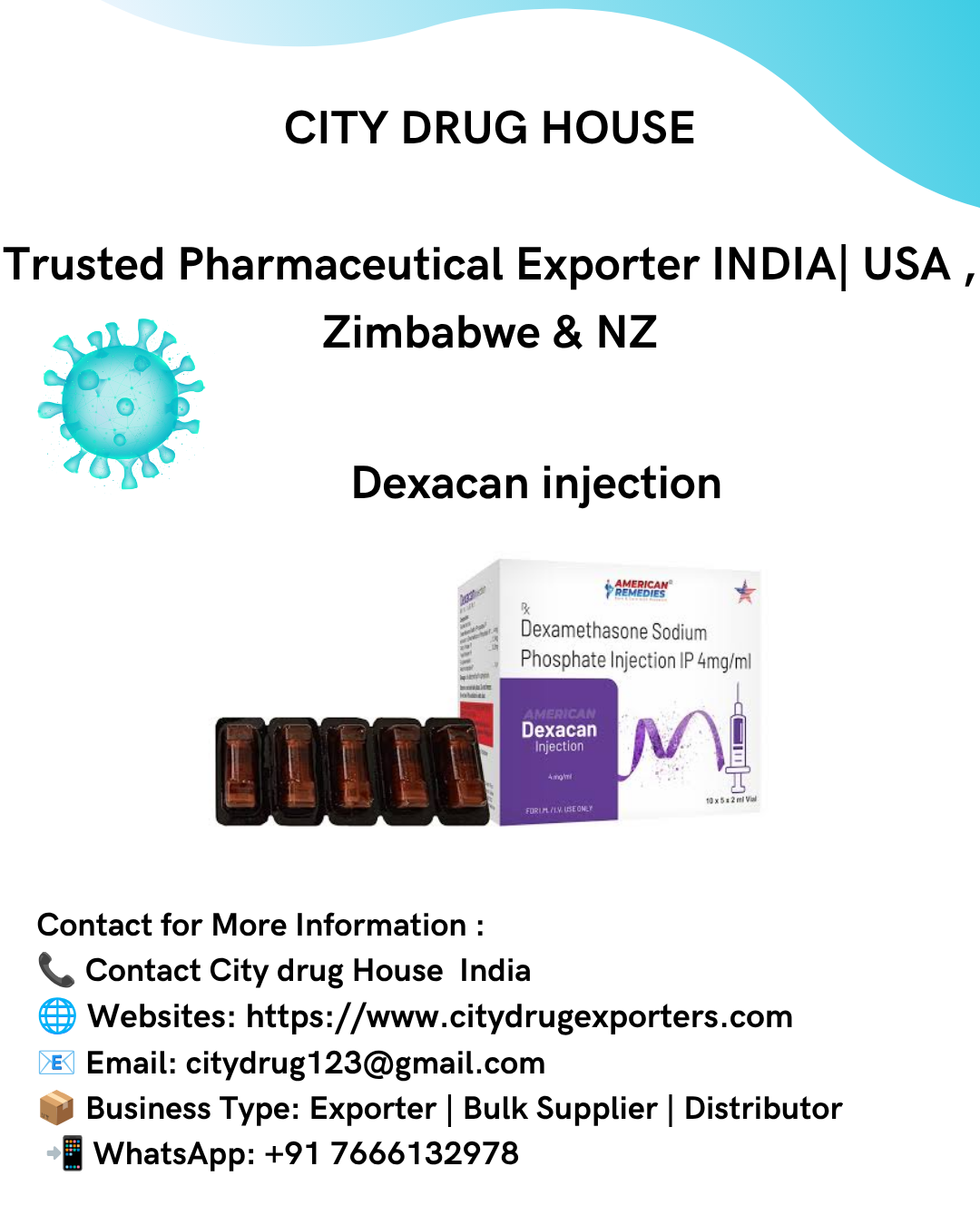 Dexacan Injection Buy Online from City Drug House – USA, NZ, Zimbabwe & Philippines