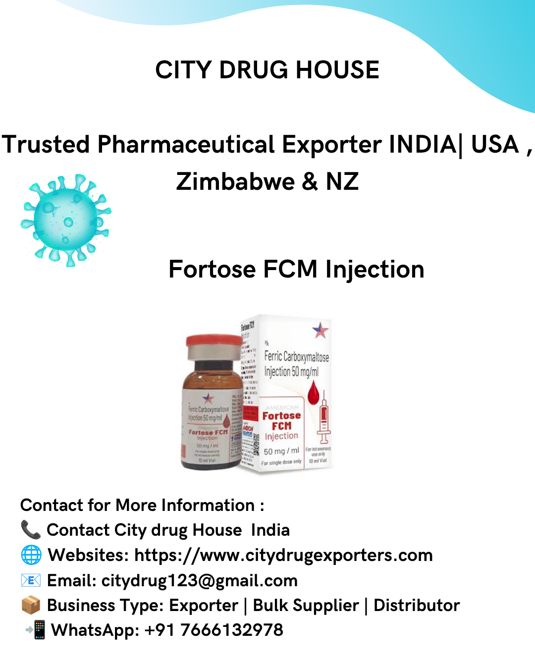 Fortose FCM Injection | Buy Online from City Drug House – USA, NZ, Zimbabwe & Philippines