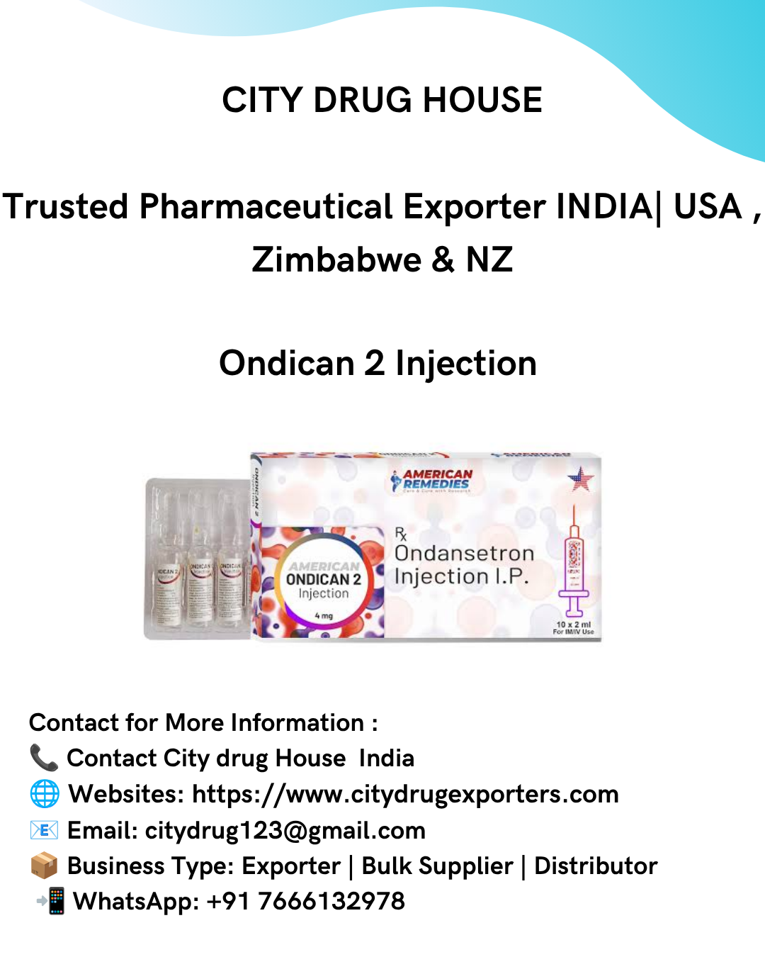 Ondican 2 Injection | Buy Online from City Drug House – USA, NZ, Zimbabwe & Philippines