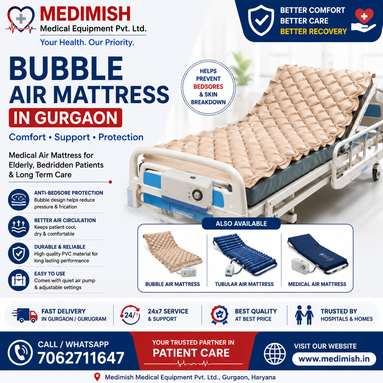 Bubble Air Mattress in Gurgaon | Anti-Bedsore Air Mattress