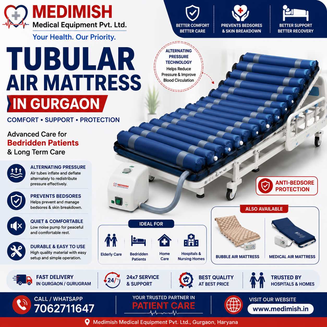 Tubular Air Mattress in Gurgaon | Anti-Bedsore Air Mattress