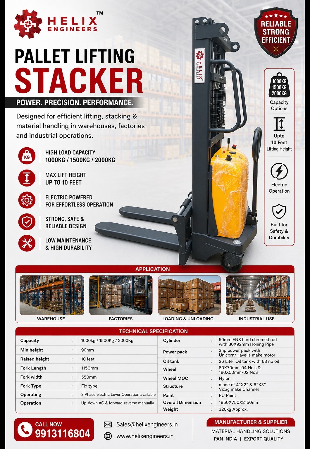 Semi Electric Stacker Manufacturer & Supplier in India