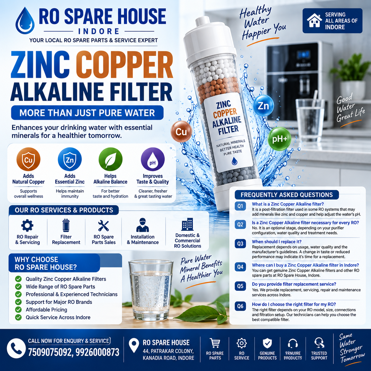 Zinc Copper Alkaline Filter in Indore – Sales & Replacement | RO Spare House