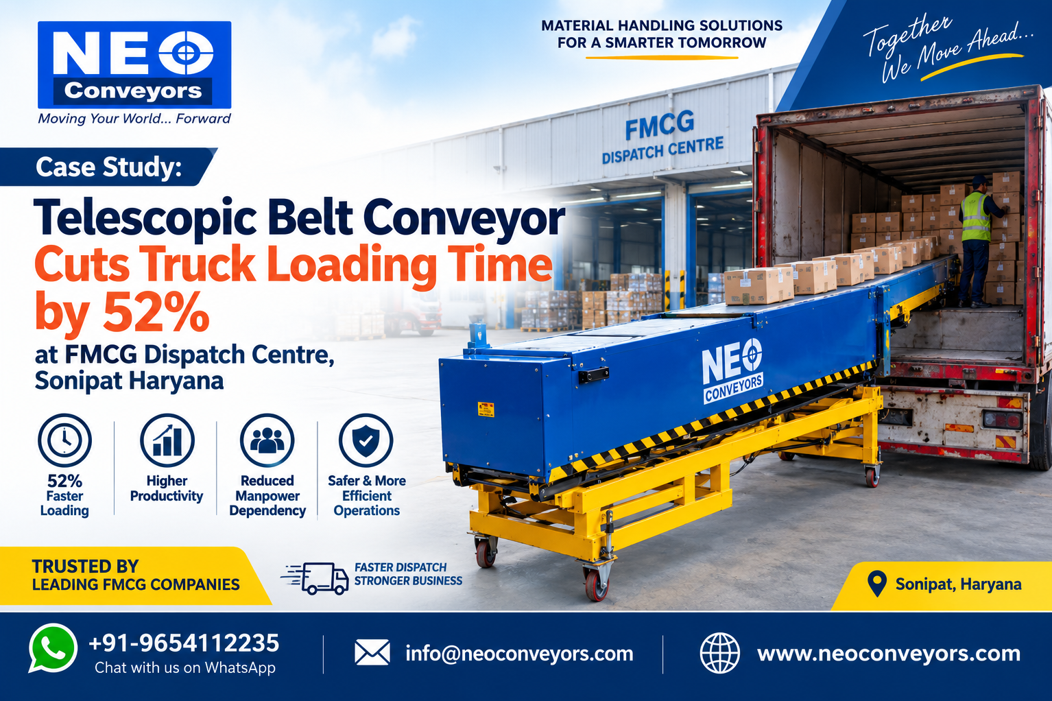 Case Study: Telescopic Belt Conveyor Cuts Truck Loading Time by 52% at FMCG Dispatch Centre, Sonipat