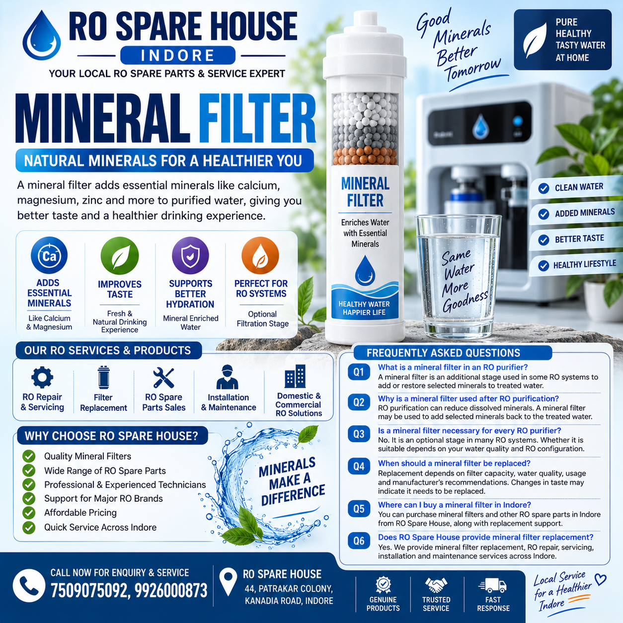 Mineral Filter for RO in Indore – Sales & Replacement | RO Spare House