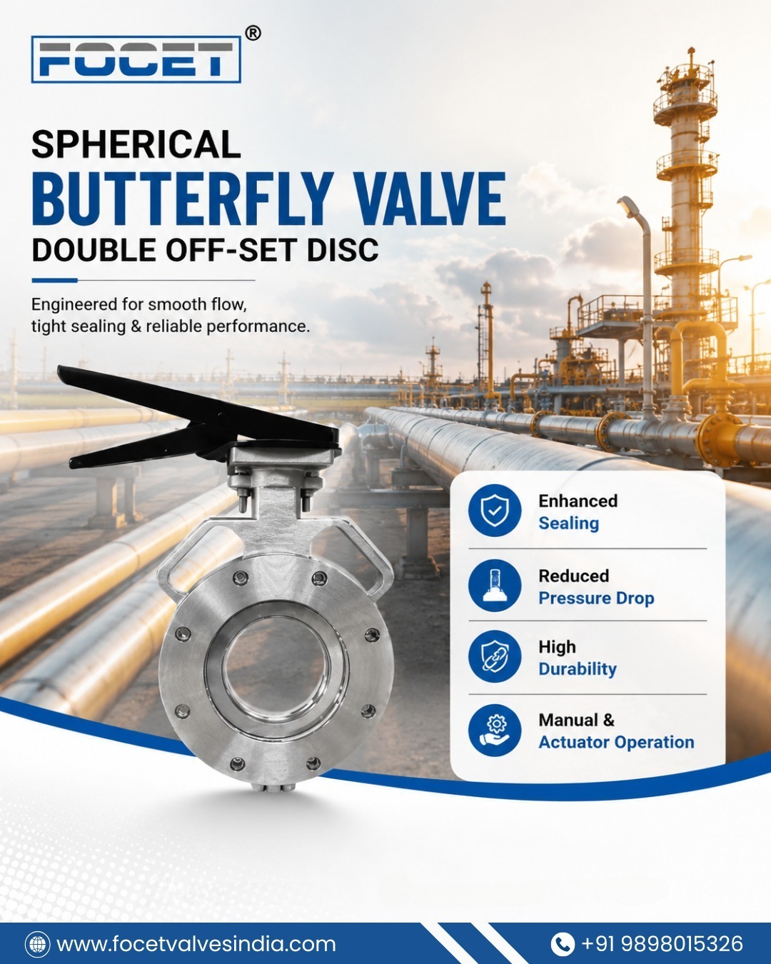 Spherical Butterfly Valve Double Off-Set Disc for Reliable Flow Control