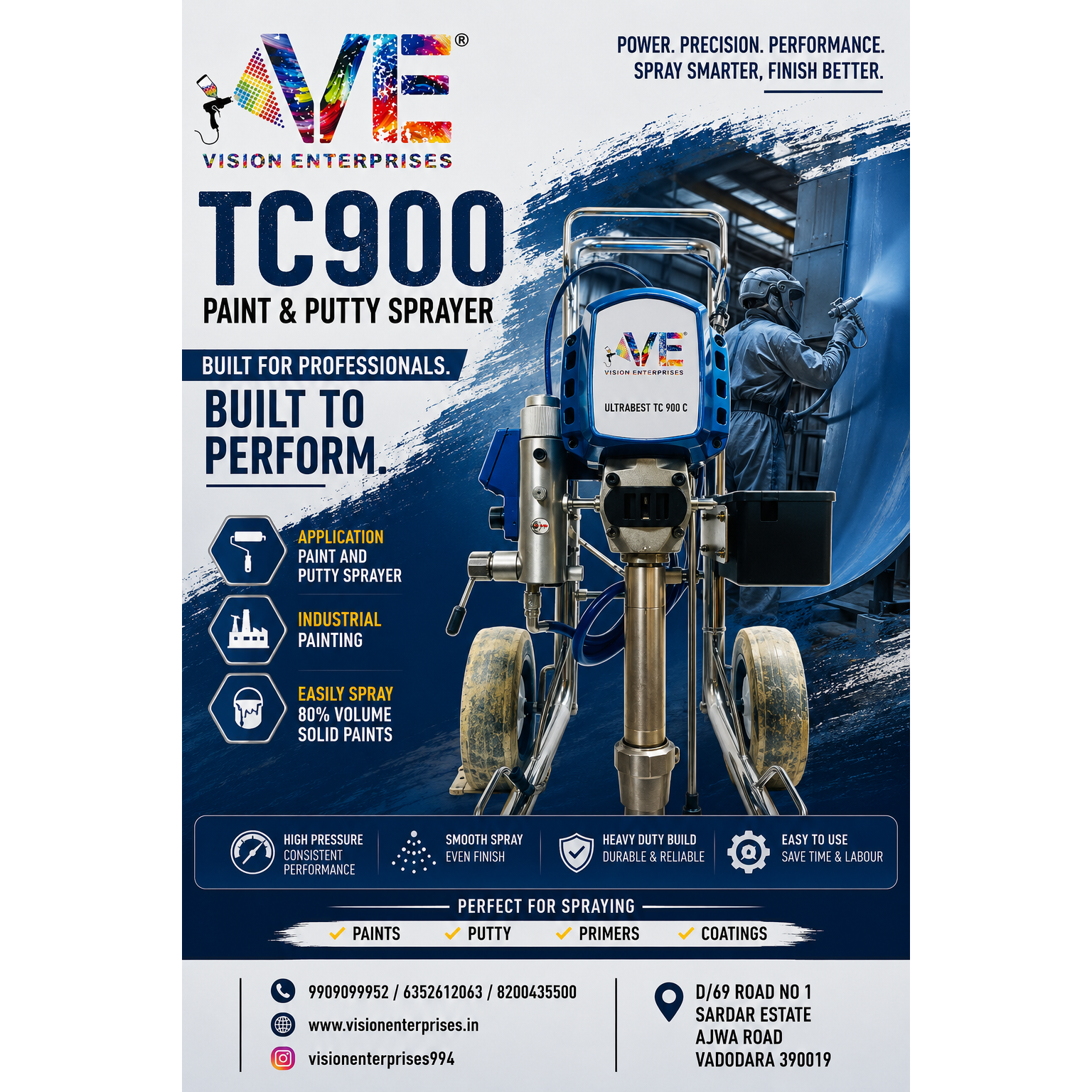 ULTRABEST TC 900 – Heavy Duty Paint & Putty Spraying Machine