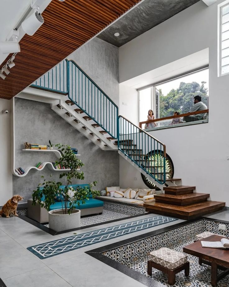 Staircase Design With Vibrant Contemporary Details