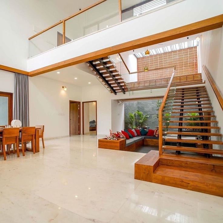 Wooden Staircase Design For Spacious Homes
