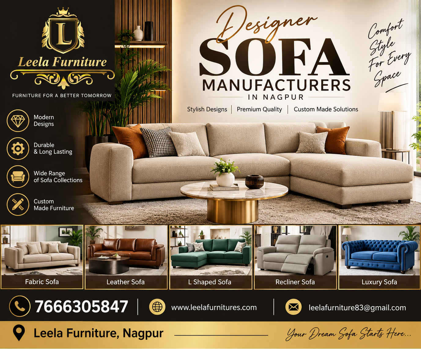 Designer Sofa Manufacturers in Leela Furniture, Nagpur