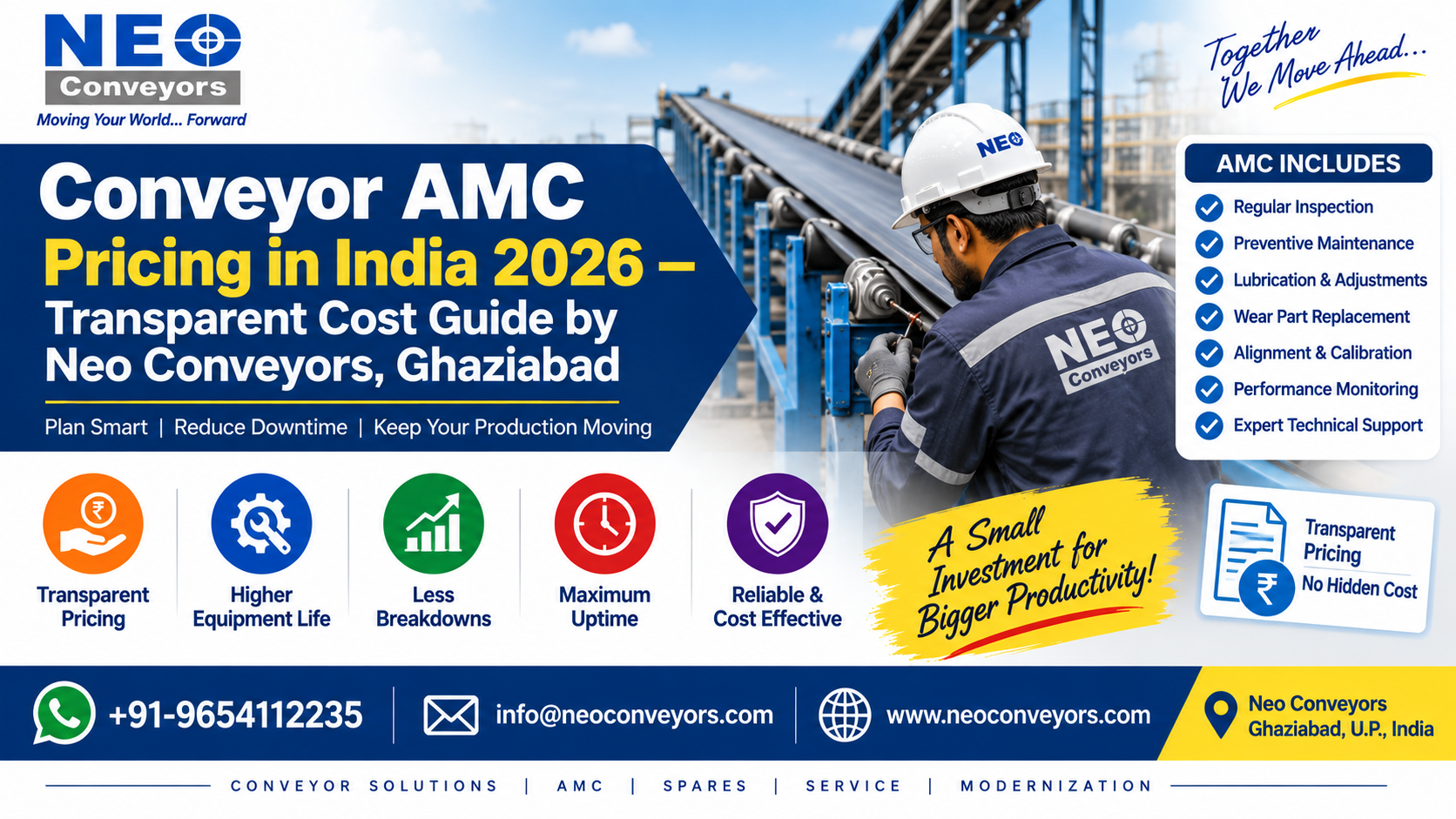 Conveyor AMC Pricing in India 2026 — Transparent Cost Guide by Neo Conveyors, Ghaziabad