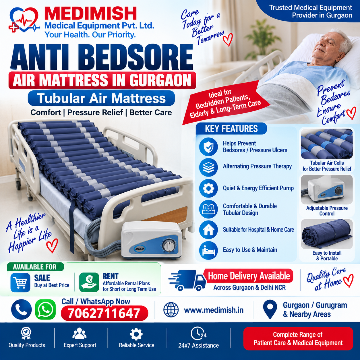 Anti Bedsore Air Mattress in Gurgaon | Tubular Air Mattress
