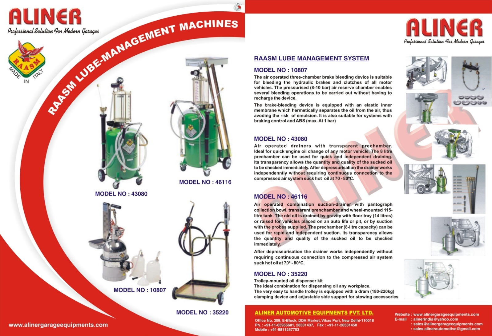 RAASM LUBE-MANAGEMENT MACHINE : THREE-CHAMBER BRAKE BLEEDING, ENGINE OIL CHANGER,