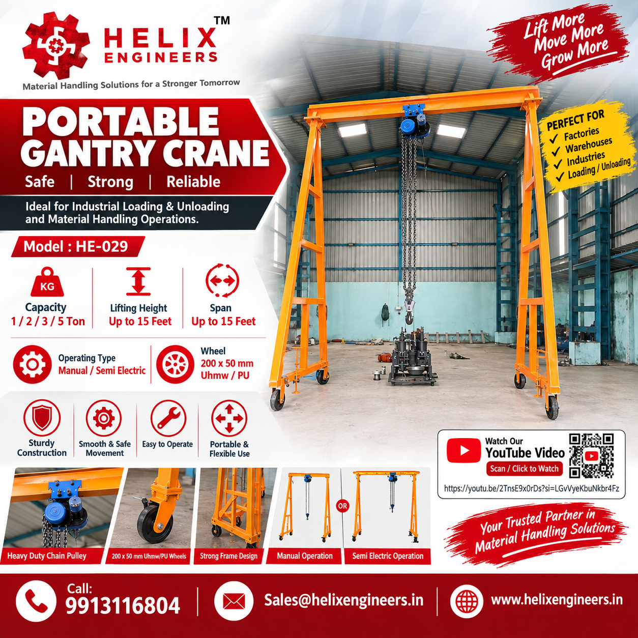 Portable Gantry Crane Supplier Helix Engineers