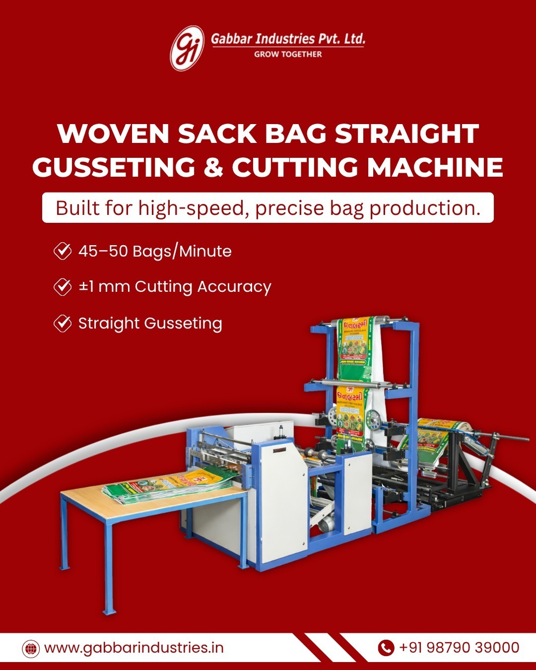 Woven Sack Bag Straight Gusseting & Cutting Machine