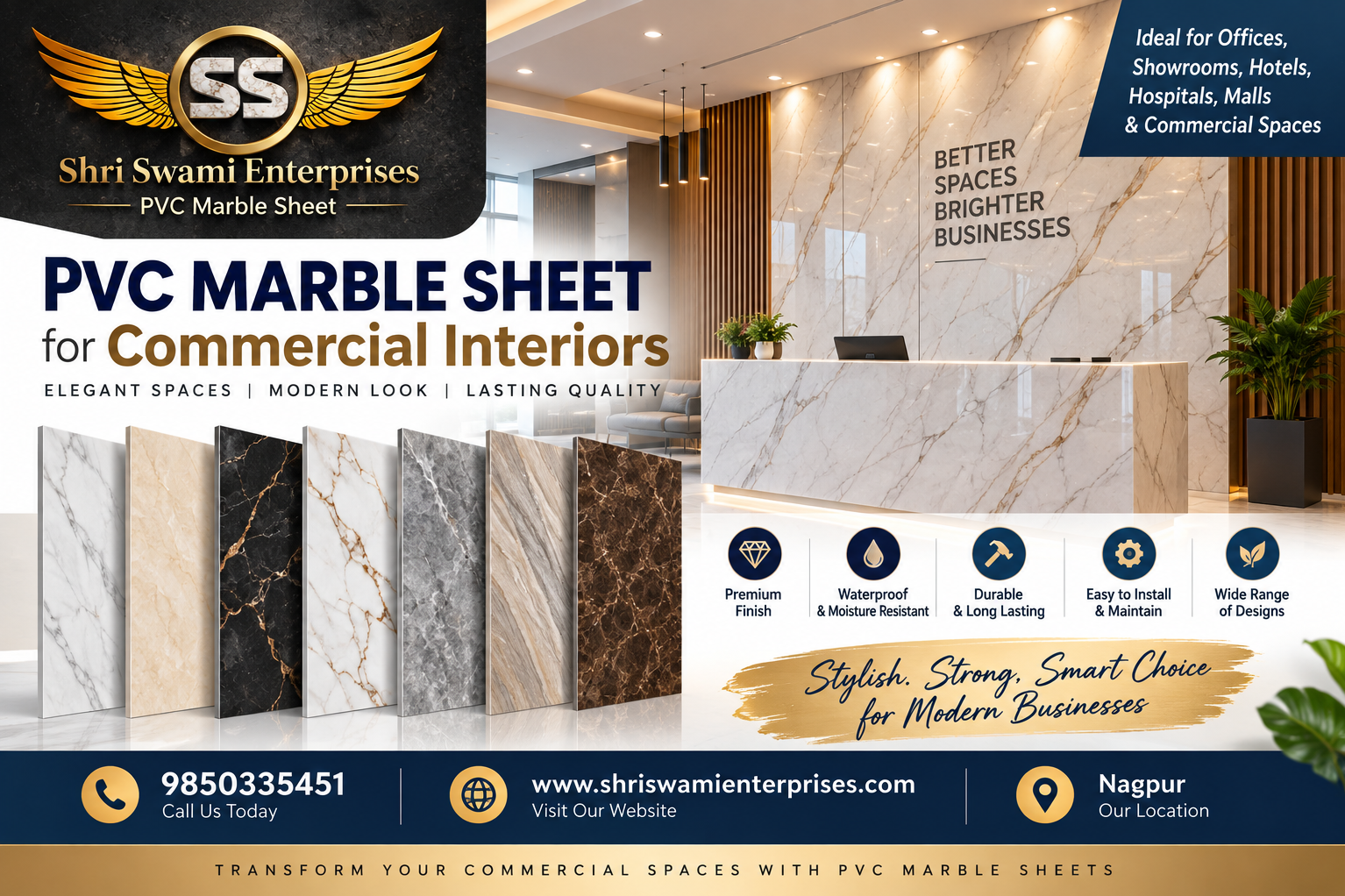 PVC Marble Sheet for Commercial Interiors in Nagpur & Maharashtra