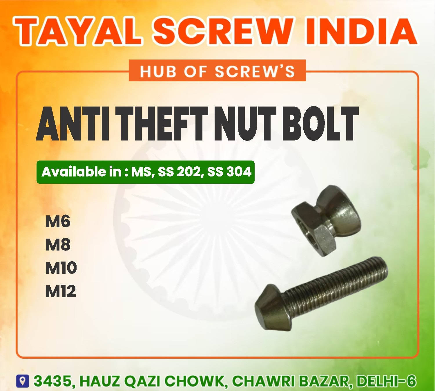 Anti Theft Nut Bolt Dealer In Delhi