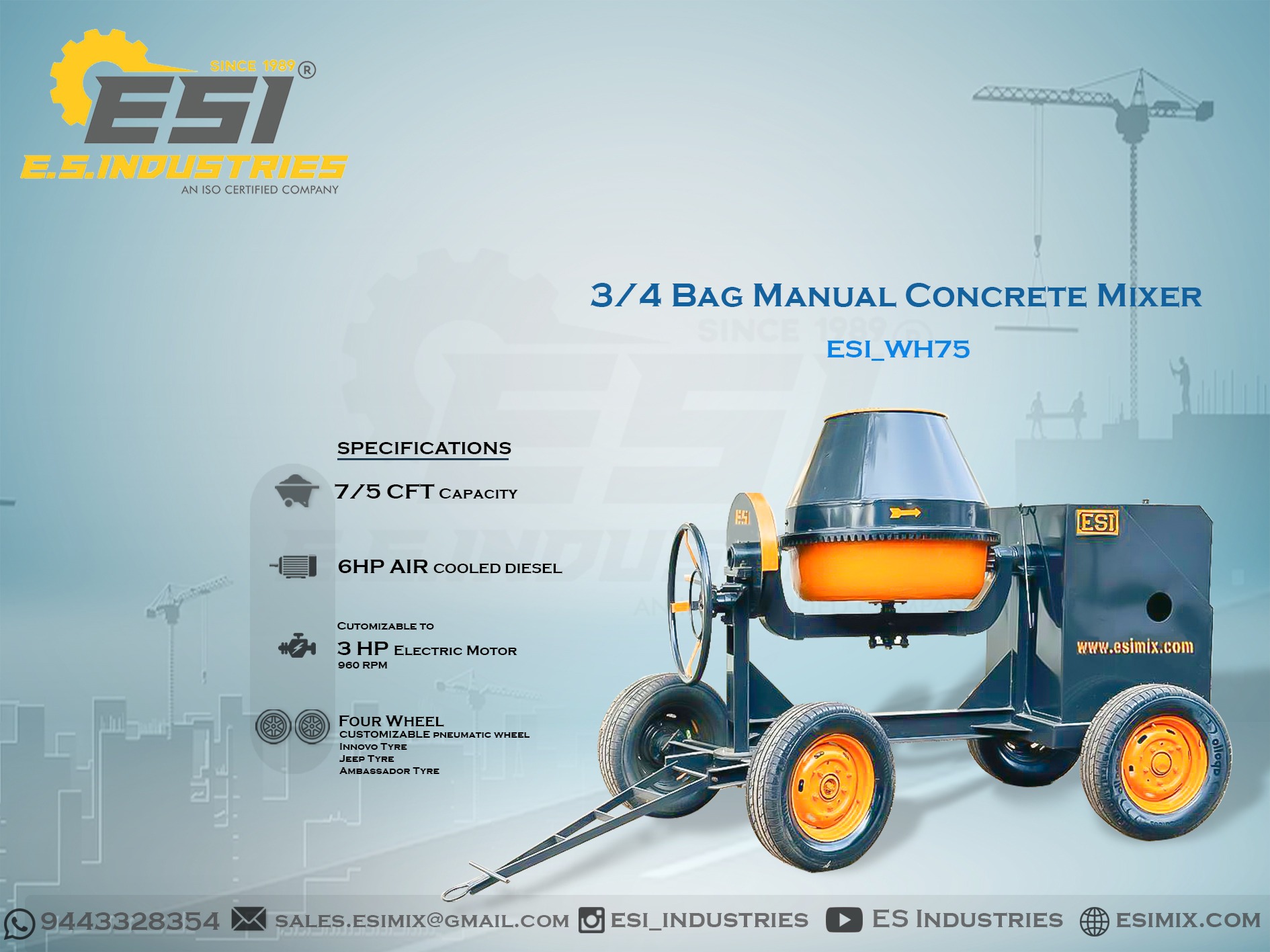 3/4 BAG MANUAL CONCRETE MIXER IN ERODE