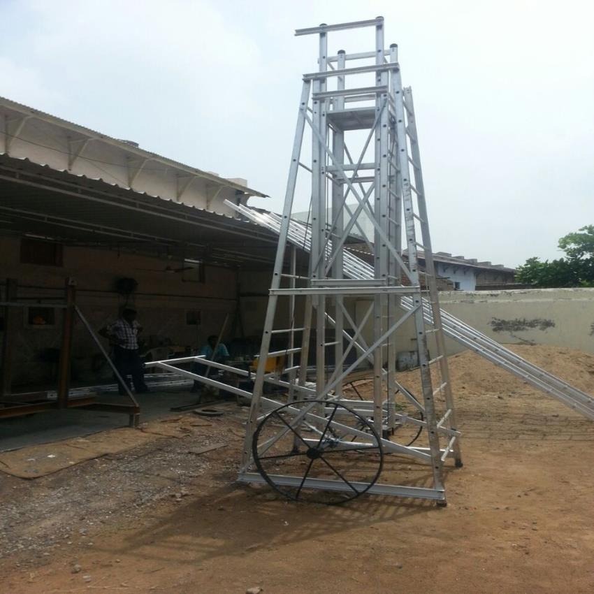 ALUMINIUM Square Large Wheels Tower Ladder