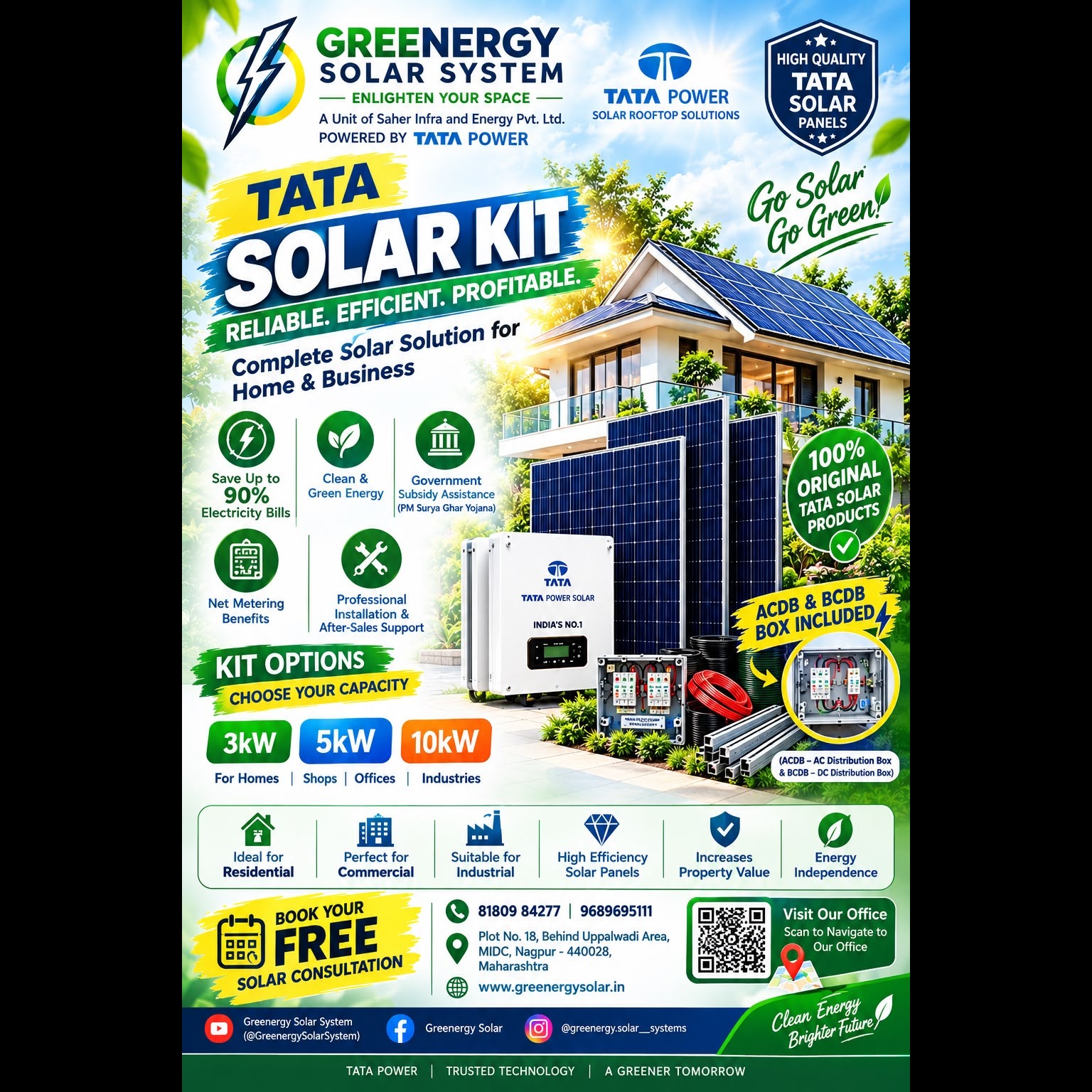 Switch to Solar with Greenergy Solar System! ⚡
Bring home a Tata Solar Kit — reliable, efficient & p...