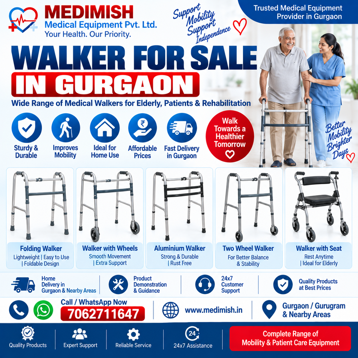 Walker for Sale in Gurgaon | Medical Walker for Elderly & Patients