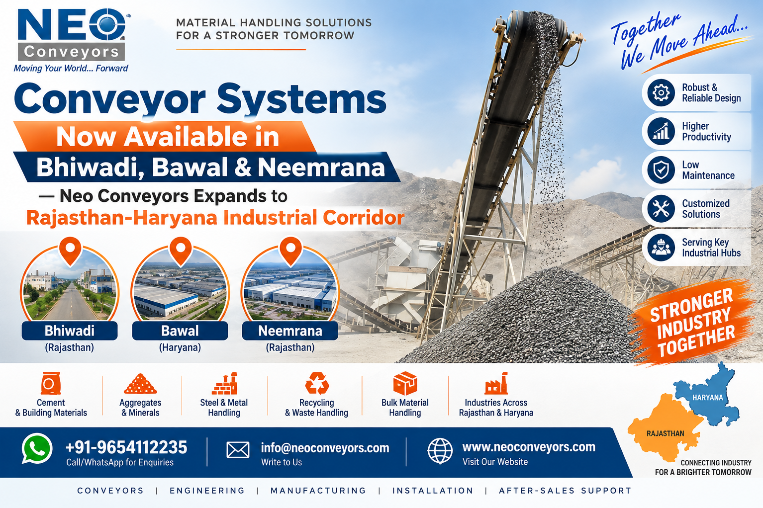 Conveyor Systems Now Available in Bhiwadi, Bawal & Neemrana — Neo Conveyors Expands to Rajasthan-Har