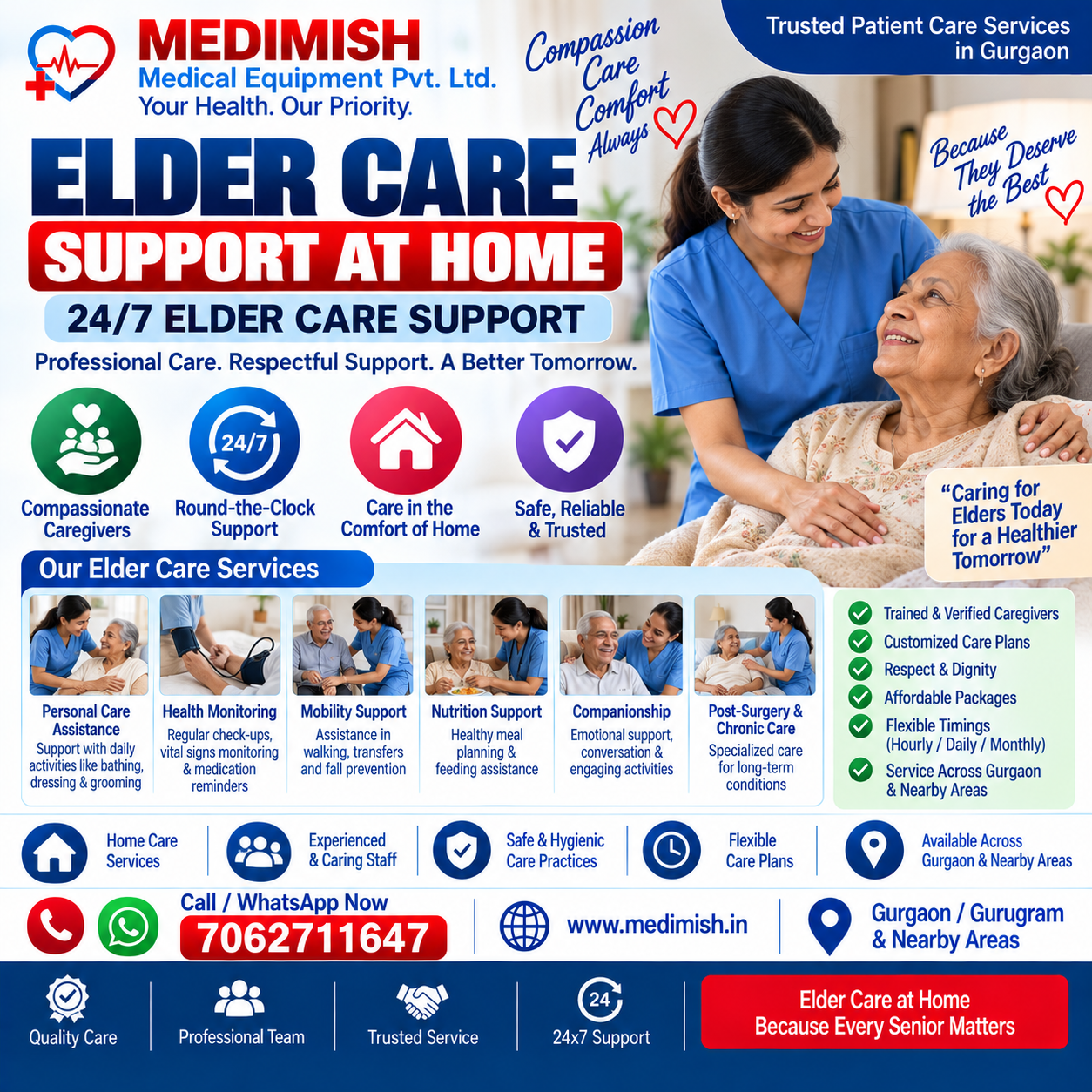 Elder Care Support at Home in Gurgaon