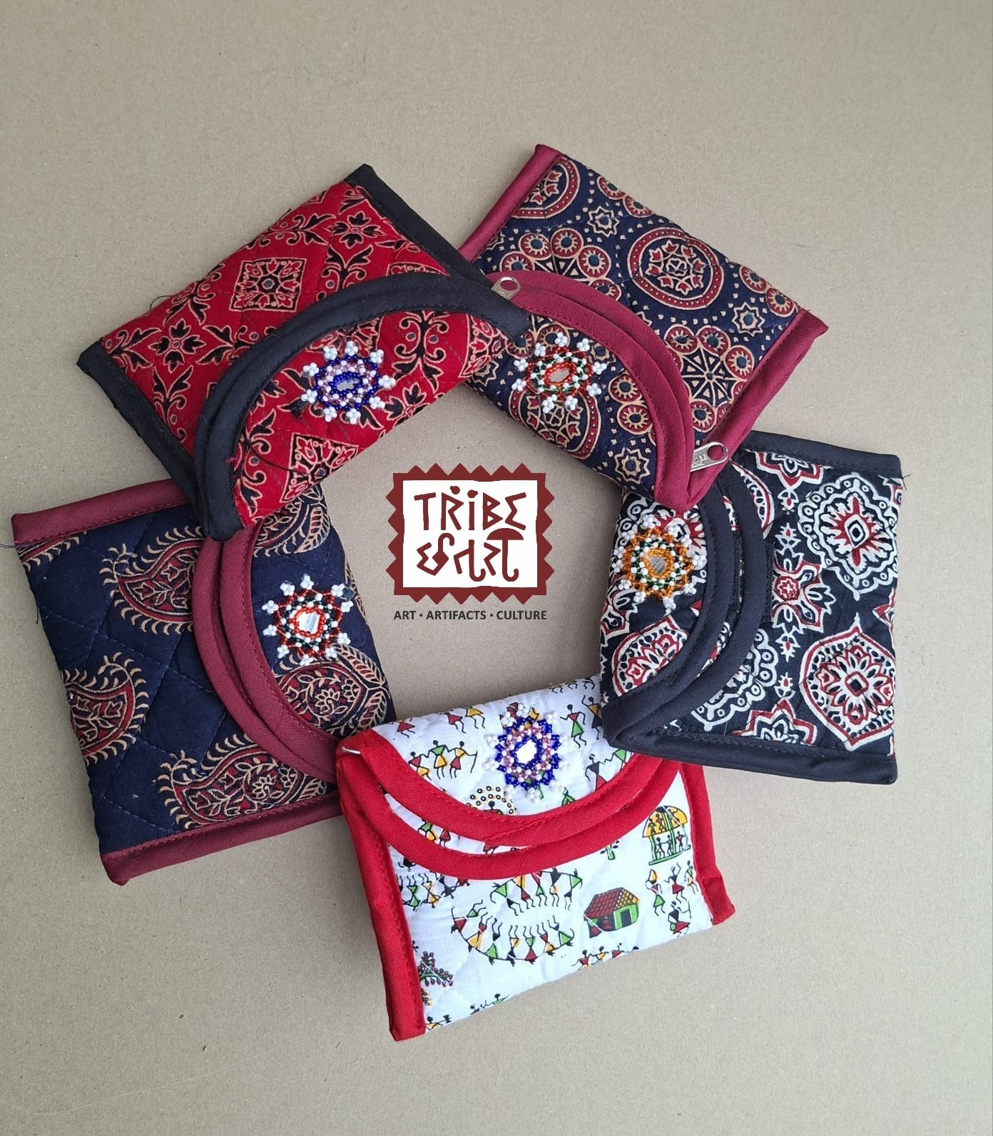 Bhil Pateliya cotton Bead Work purse