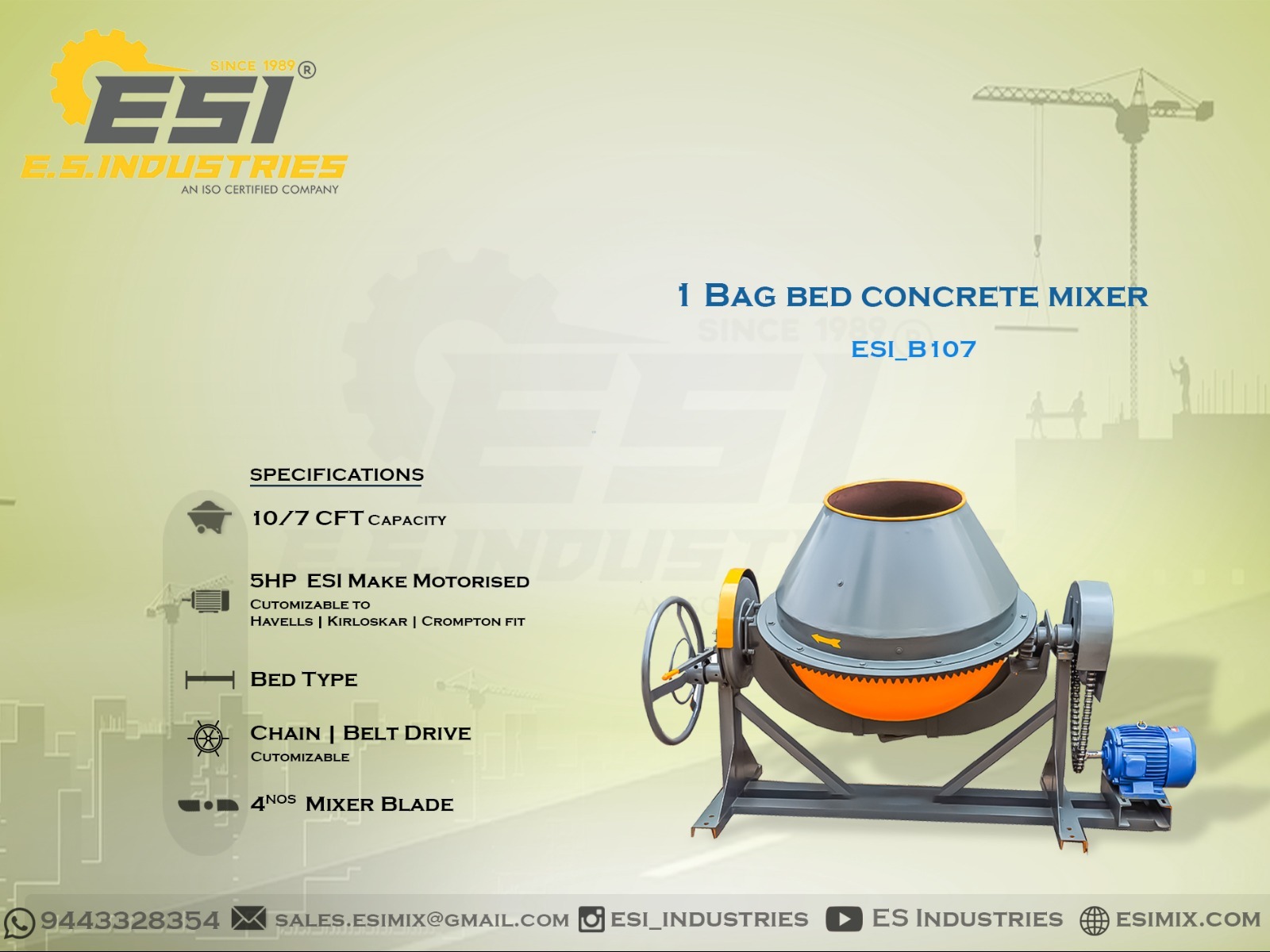 ONE BAG BED CONCRETE MIXER IN CHENNAI