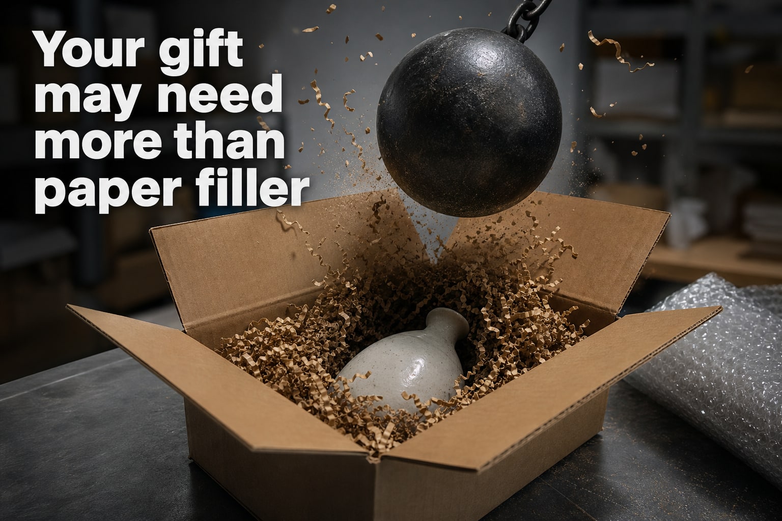 How shredded paper protects gift packaging