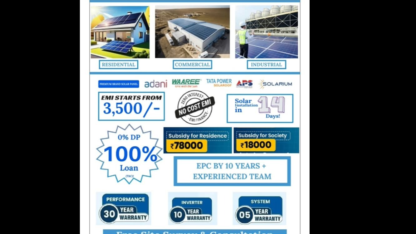 3kW solar panel installation in Maninagar Ahmedabad