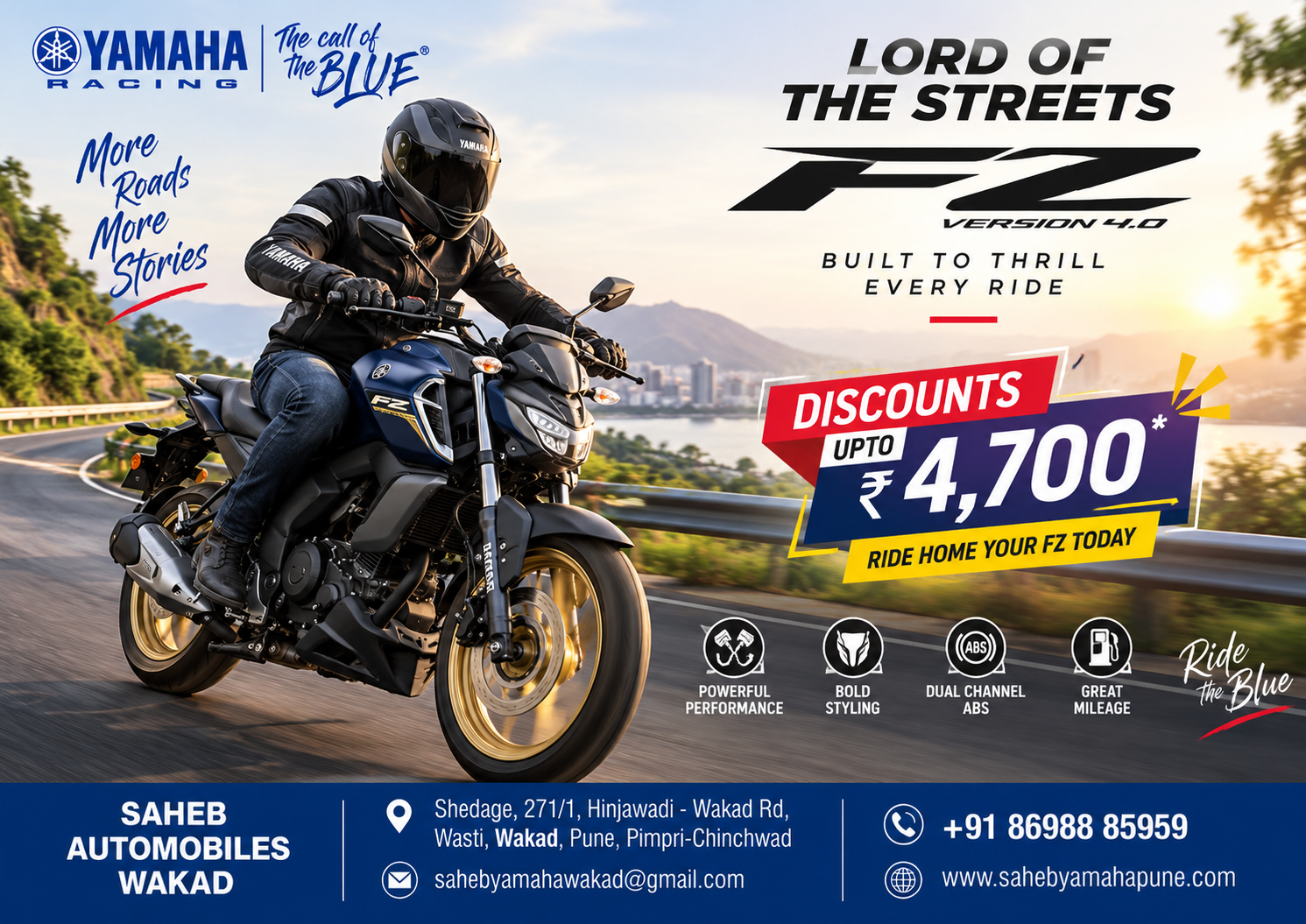 Yamaha FZ Offers in Wakad Pune | Up to ₹4,700 Discount | On-Road Price & Finance
