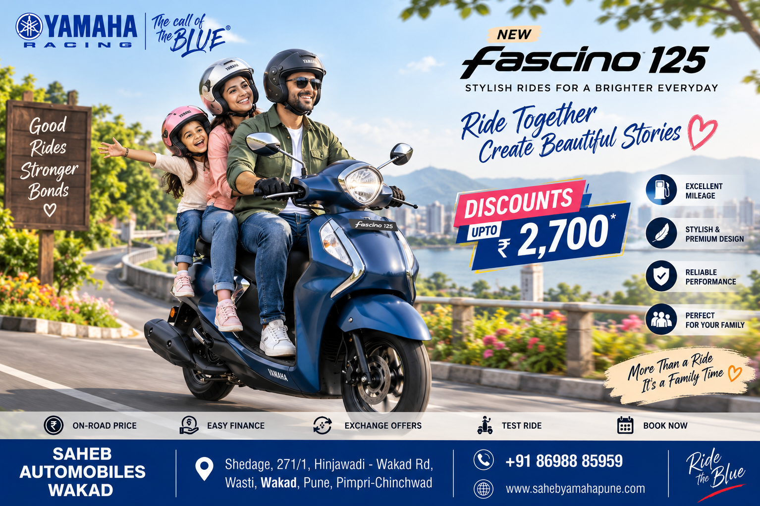 Yamaha Fascino 125 Offers in Wakad Pune | Up to ₹2,700 Discount | On-Road Price & Finance