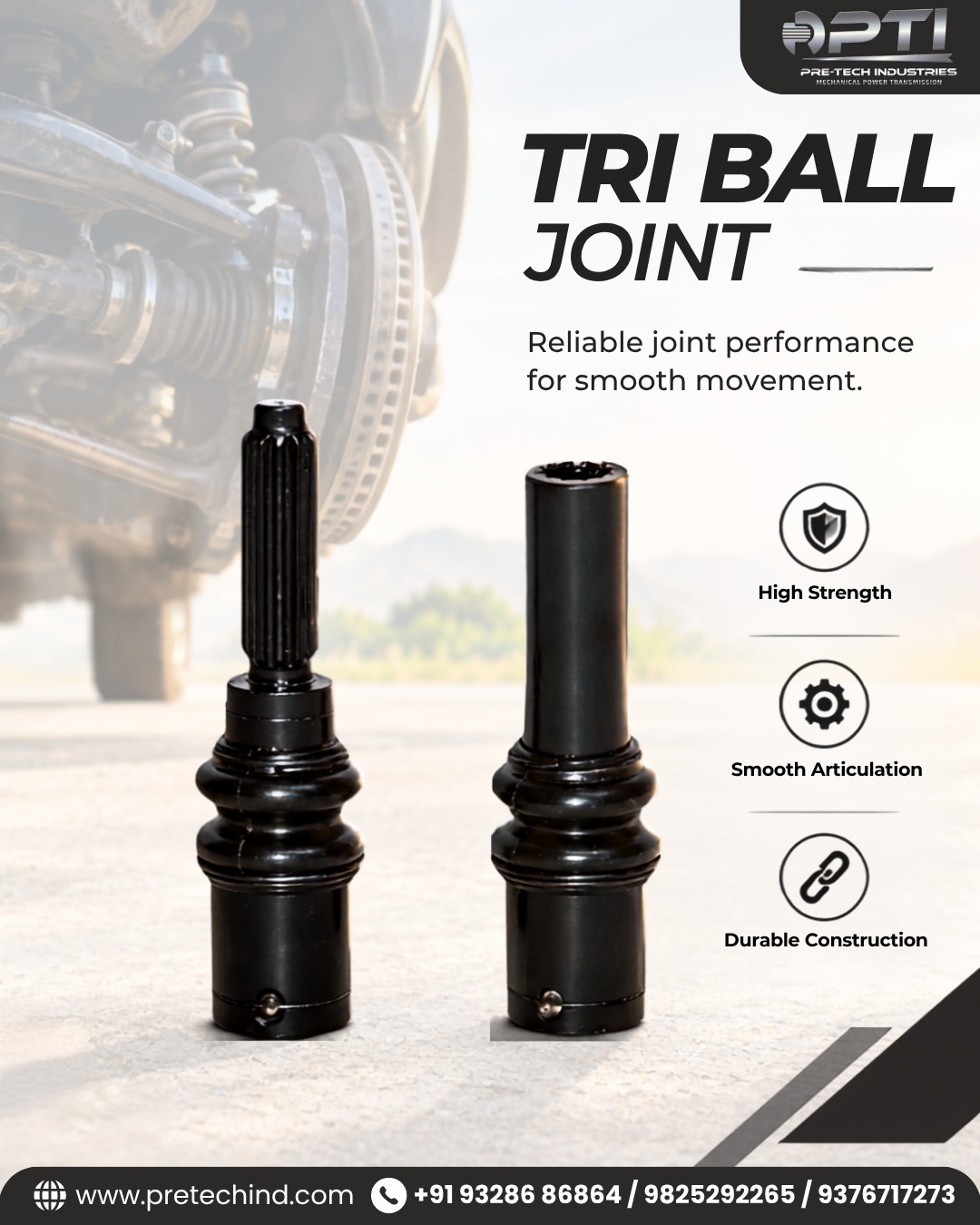 Durable Tri Ball Joint for Heavy-Duty Applications