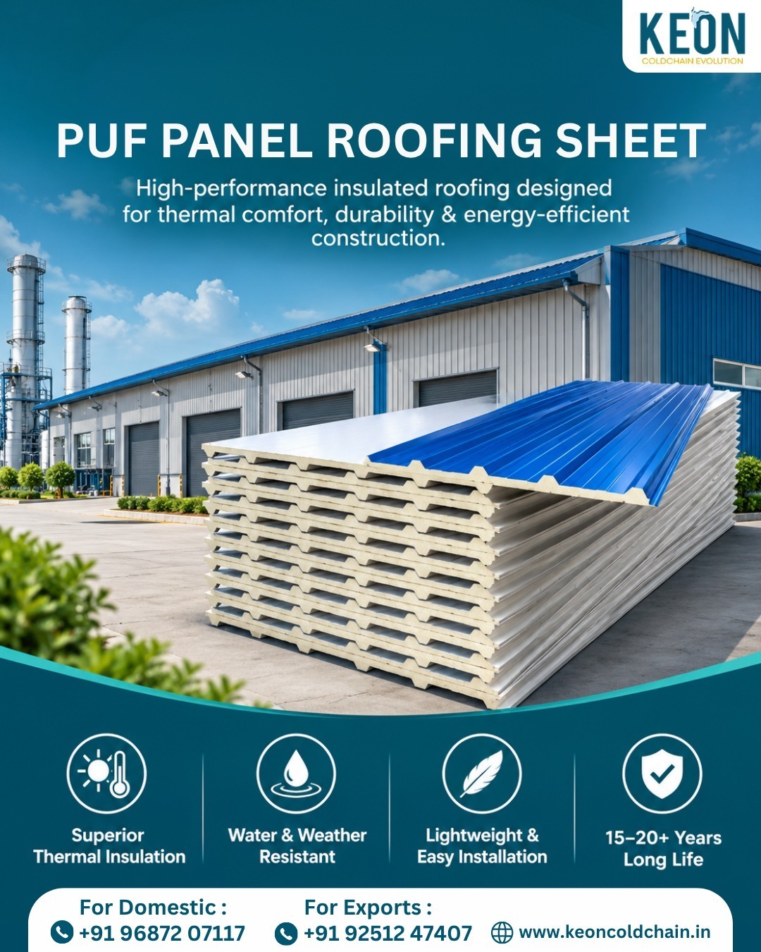 PUF Panel Roofing Sheet for Strong & Energy-Efficient Roofing