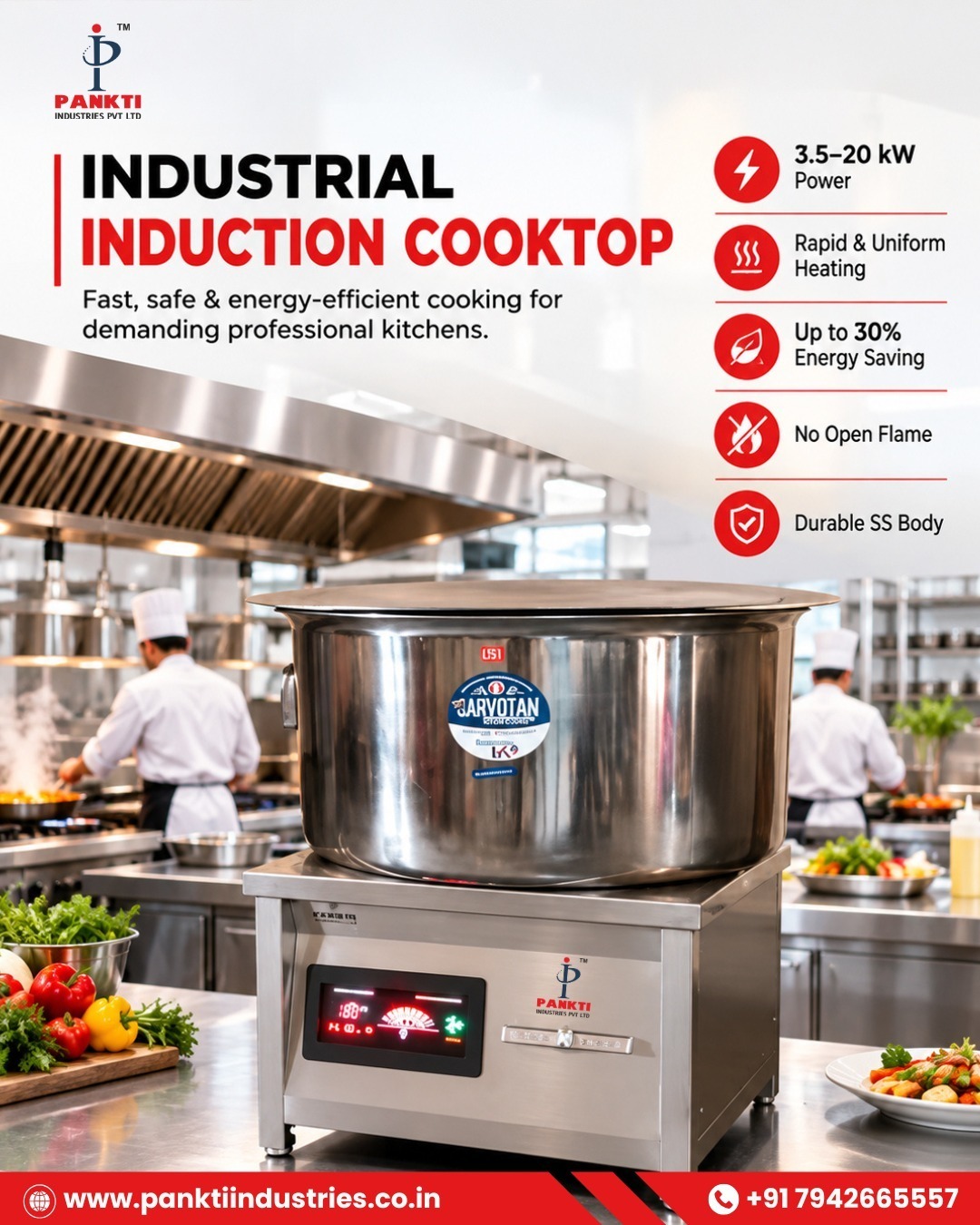 Industrial Induction Cooktop for Fast & Efficient Commercial Cooking