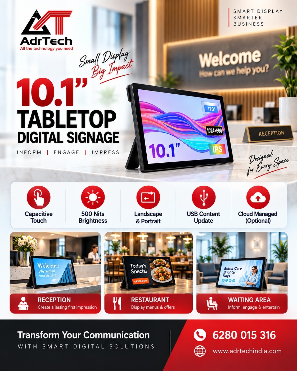 10.1” Tabletop Digital Signage — Small Display. Big Impact.