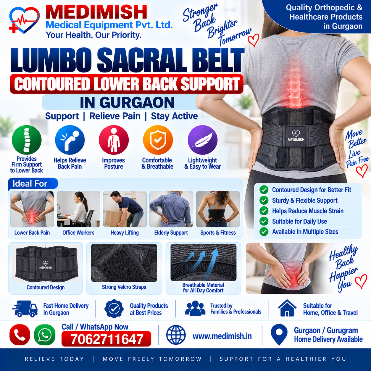 Lumbo Sacral Belt in Gurgaon | Contoured Lower Back Support