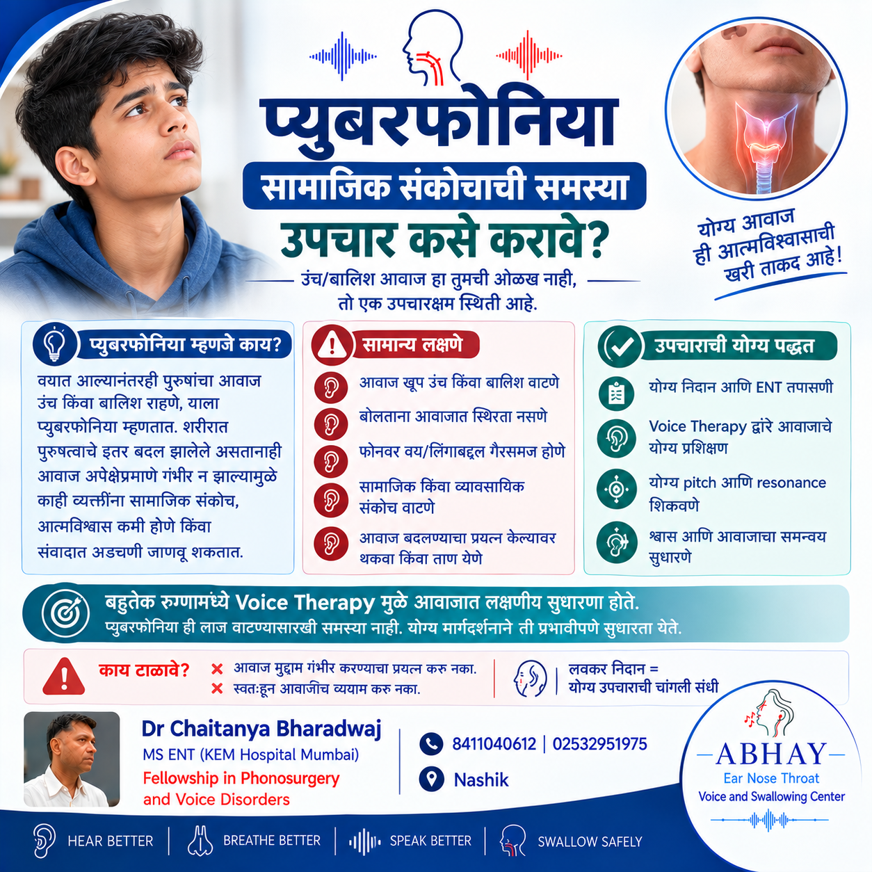 Puberphonia: उंच/बालिश आवाजावर उपचार | Voice Specialist in Nashik