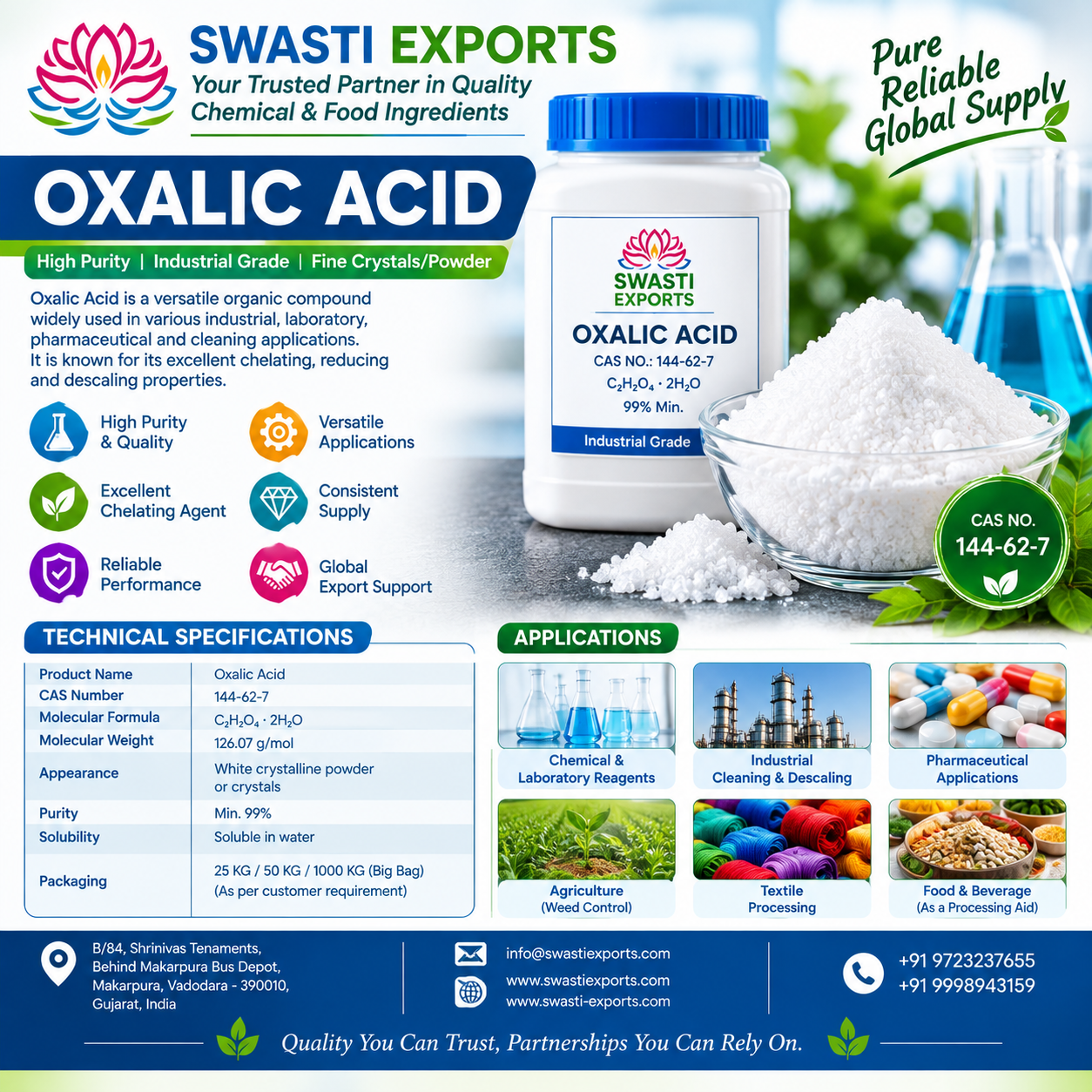 Oxalic Acid Supplier and Exporter