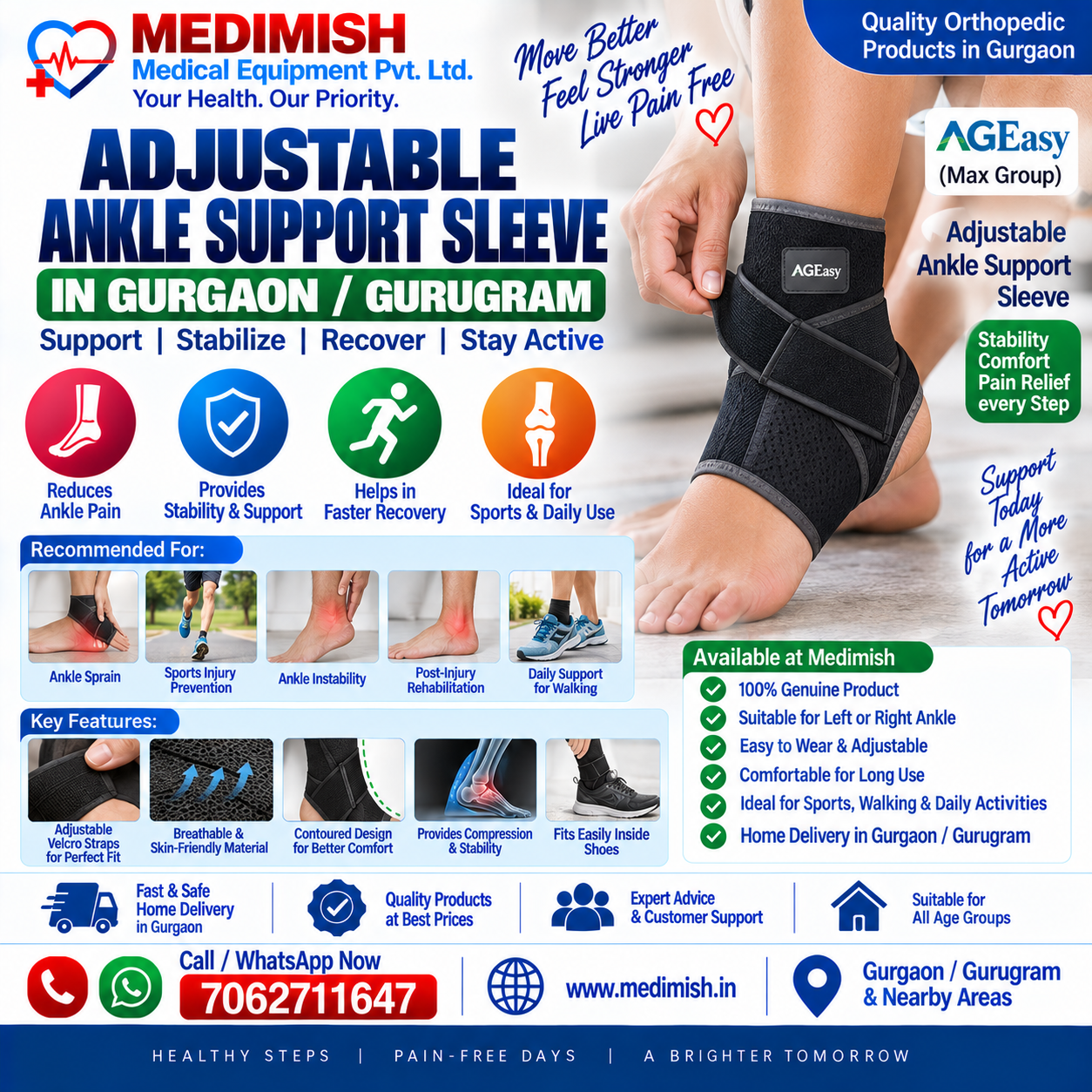 Adjustable Ankle Support Sleeve | Gurgaon