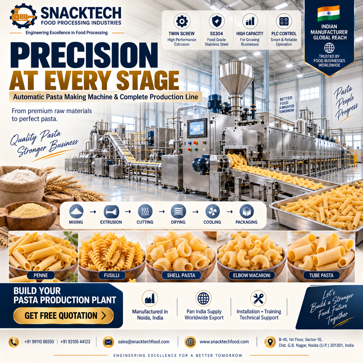 Pasta Making Machine Manufacturer in India | Automatic Pasta Extruder & Complete Production Plant