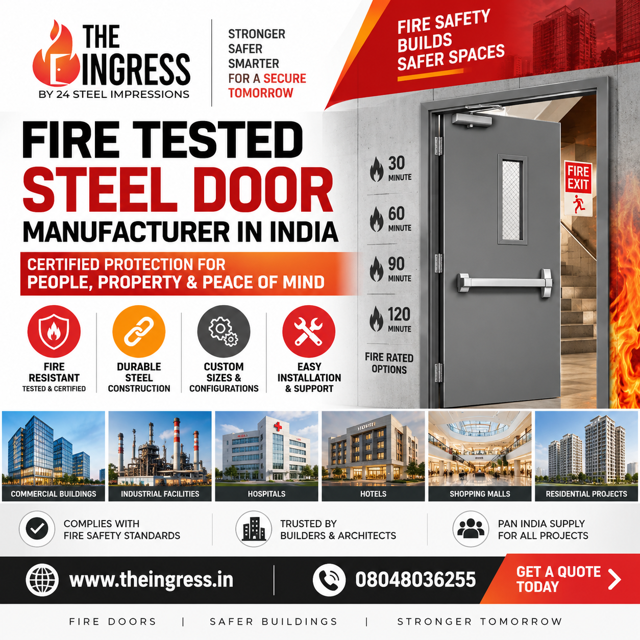 Fire Tested Steel Door Manufacturer in India | THE INGRESS