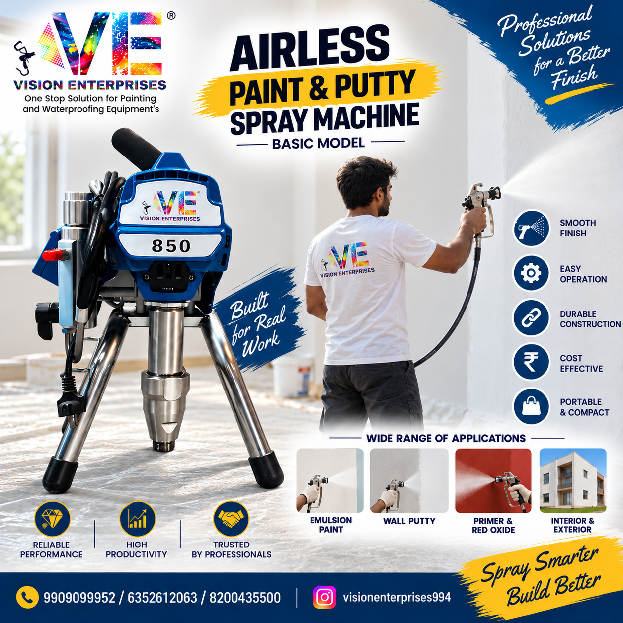 VE 850 Airless Paint & Putty Spray Machine