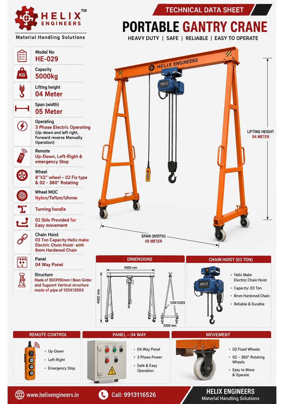 Workshop Gantry Crane Application and Usage By Helix Engineers
