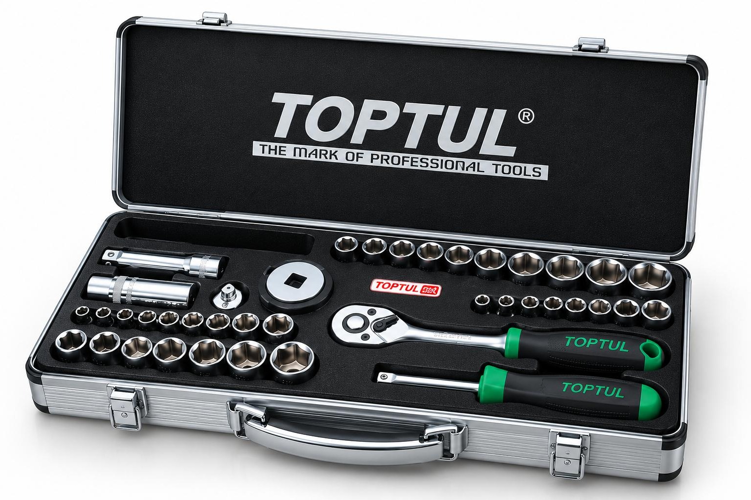40PCS 1/4" & 3/8" DR. Socket Set (METRIC & SAE) TOPTUL GCAD4004 Supplier in KHAMBHAT