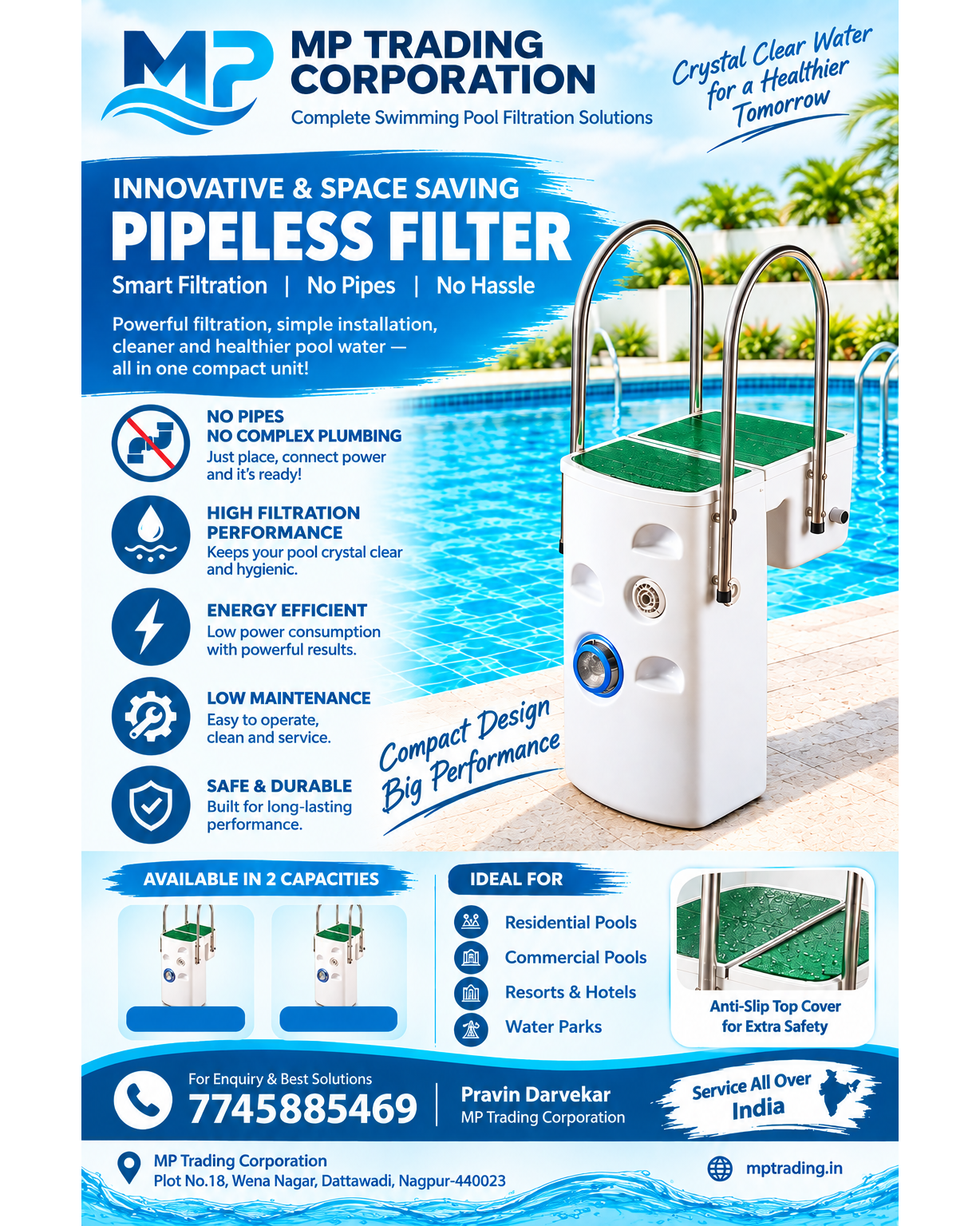 Pipeless Swimming Pool Filter Supplier in Maharashtra | MP Trading Corporation